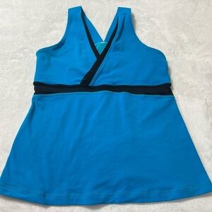 Lululemon Blue & Black Mesh Racerback Tank w/ Built-In Bra — Sz 10 — EUC